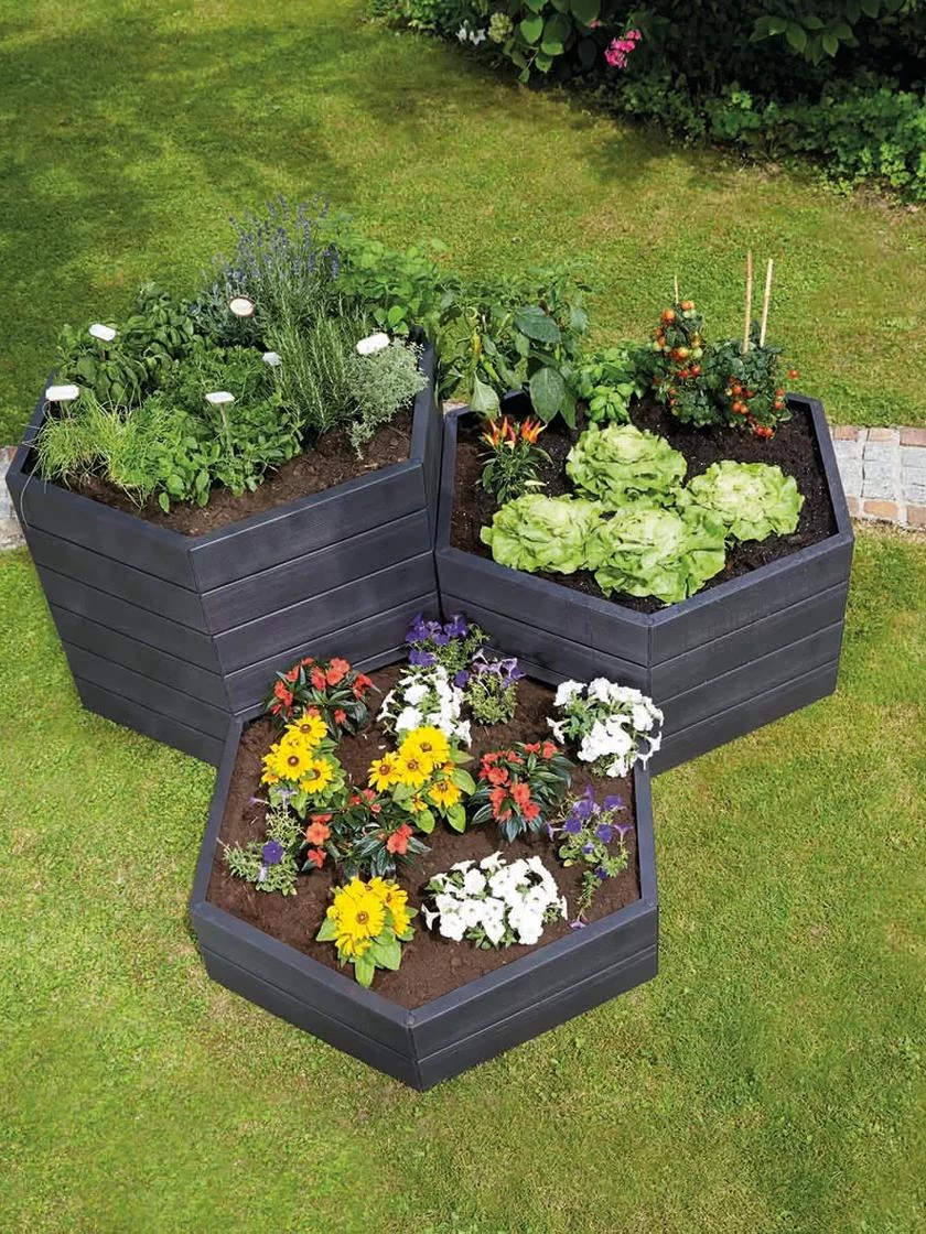 Exaco Hexagonal Raised Garden Bed Planter 2 Exaco Hexagonal Raised Garden Bed Planter - Image 2