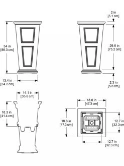 Fairfield Self-Watering Tall Patio Planters, 34” -Outdoor Garden Care Shop 8600109 11V tif