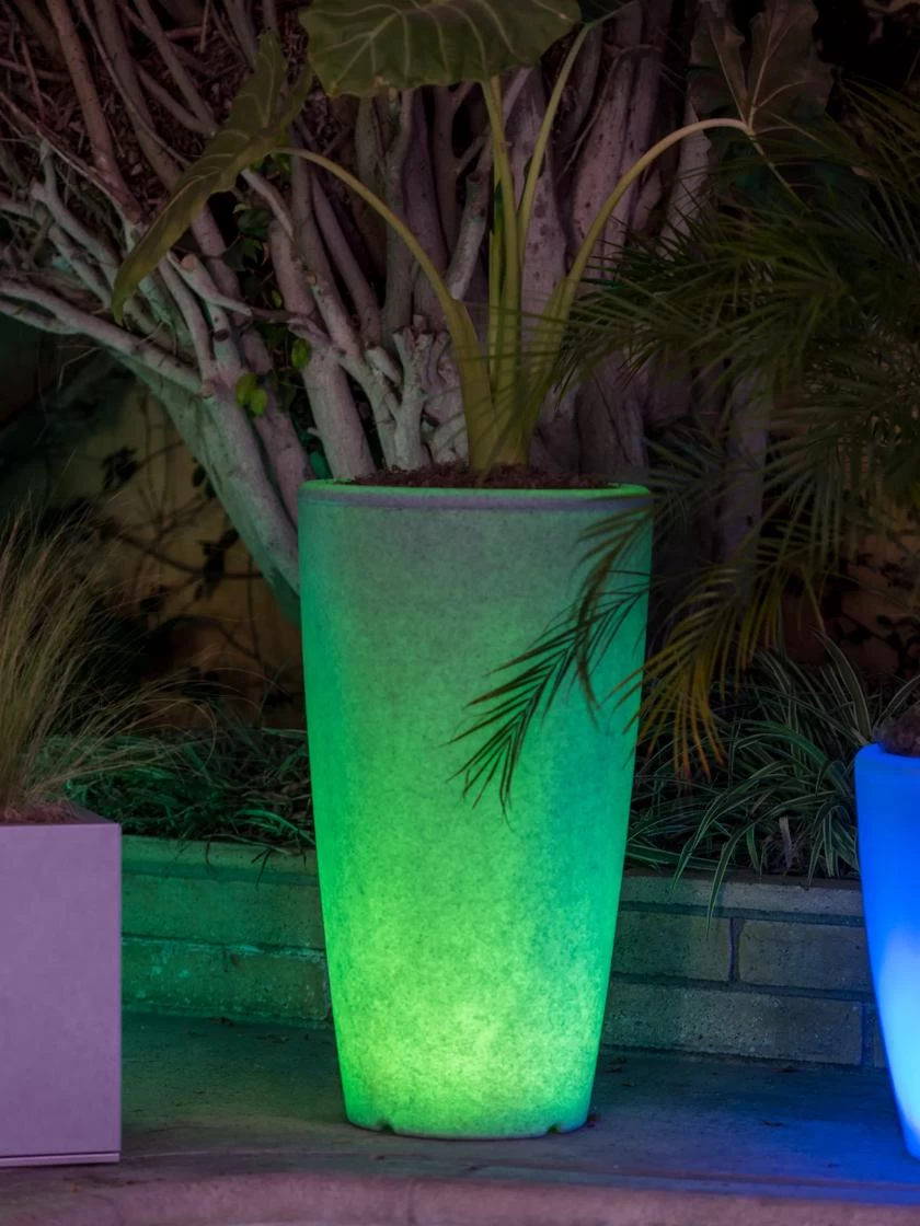 Solar Illuminated Planter Tall Granite, 32" 3 Solar Illuminated Planter Tall Granite, 32" - Image 3