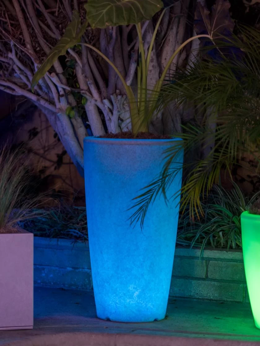 Solar Illuminated Planter Tall Granite, 32" 1 Solar Illuminated Planter Tall Granite, 32"