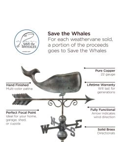 Save The Whales™ Copper Weathervane 9 Save The Whales™ Copper Weathervane -Outdoor Garden Care Shop 8600371 01v
