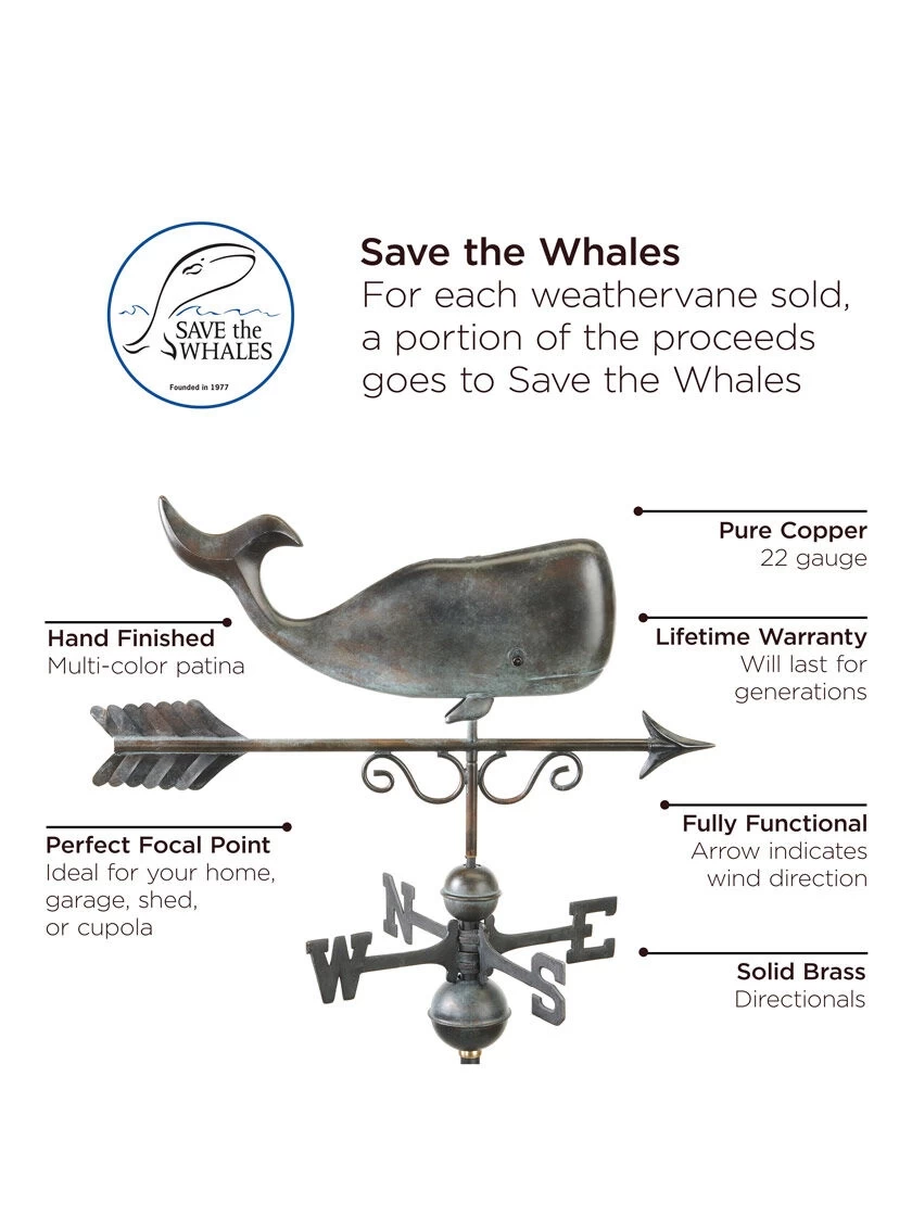 Save The Whales™ Copper Weathervane 5 Save The Whales™ Copper Weathervane - Image 5