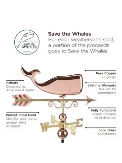 Save The Whales™ Copper Weathervane 8 Save The Whales™ Copper Weathervane -Outdoor Garden Care Shop 8600371 04v