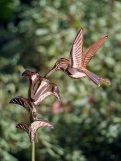 Hummingbird Garden Copper Weathervane With Pole -Outdoor Garden Care Shop 8600377 03v hummingbird cottage weathervane roof mount