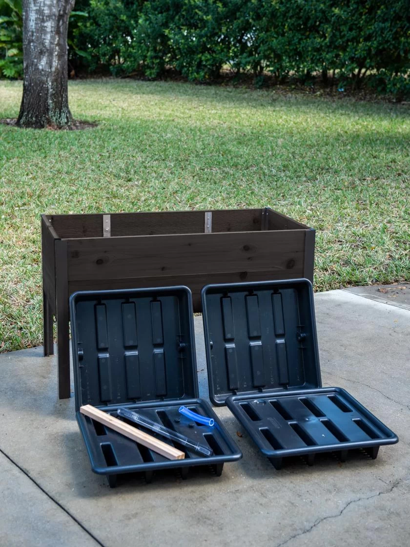 Self-Watering Eco-Stained Elevated Planter Box, 2' X 4' 4 Self-Watering Eco-Stained Elevated Planter Box, 2' X 4' - Image 4