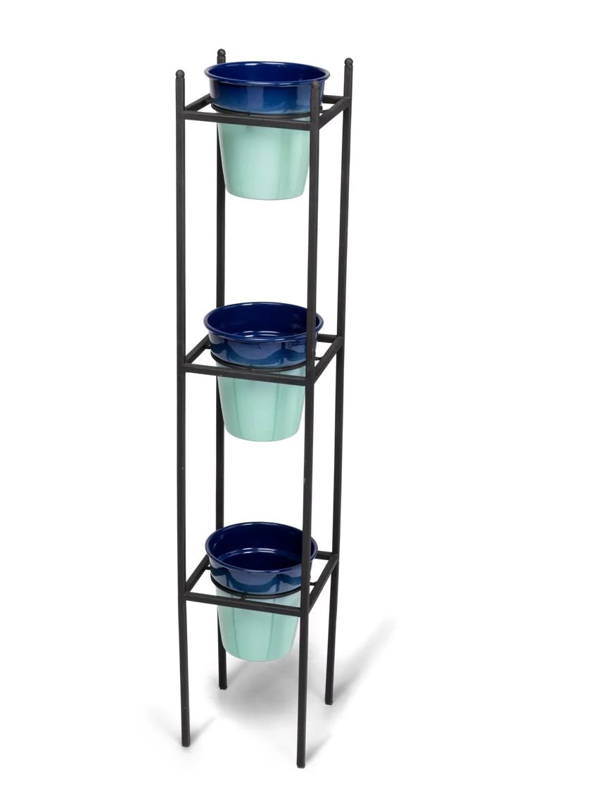 Steel Vertical Plant Stand With Metal Pots 2 Steel Vertical Plant Stand With Metal Pots - Image 2