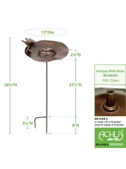 Achla Designs Antiqued Birdbath With Birds And Stake -Outdoor Garden Care Shop 8609294 05v