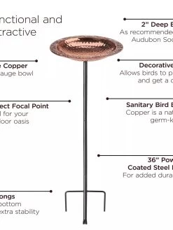 Copper Birdbath With Stake -Outdoor Garden Care Shop 8609876 03V jpg
