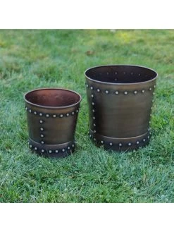 Riveted Planters, Set Of 2 13 Riveted Planters, Set Of 2 -Outdoor Garden Care Shop 8610032 01v