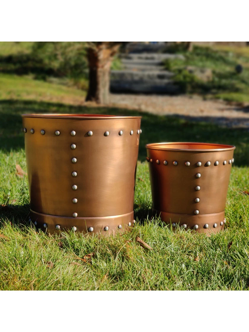 Riveted Planters, Set Of 2 4 Riveted Planters, Set Of 2 - Image 4