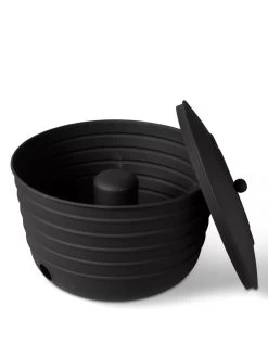 Matte Black Ribbed Hose Pot With Lid -Outdoor Garden Care Shop 8611991 5868 tif