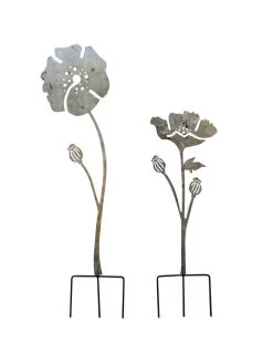 Poppy Garden Stakes Set Of 2 -Outdoor Garden Care Shop 8613140 7822